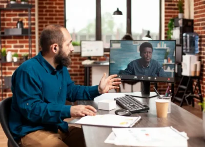 People working remotely to build a remote development team across global locations